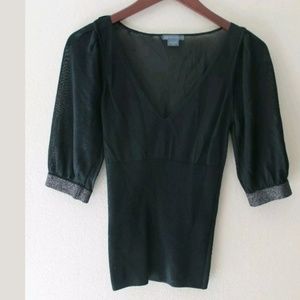 AX Armani Exchange Stretchy Rayon Ribbed V Neck To‎